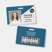 Aangepaste foto-werknemerspas Barcod Logo Naam Badge (Voor- en achterkant)
