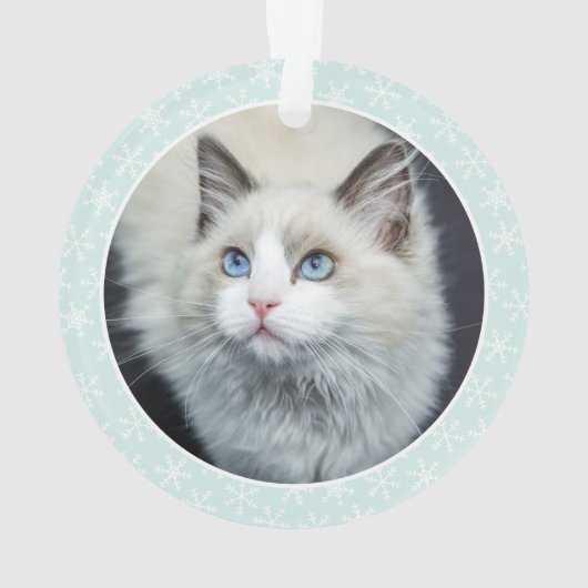 Aangepaste foto White Cat-kerstmis Ornament (achterkant)