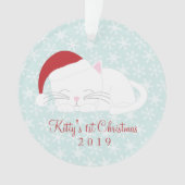 Aangepaste foto White Cat-kerstmis Ornament (voorkant)