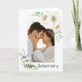 Aangepaste foto White Daisies Jubileum Greeting Kaart (Voorkant)