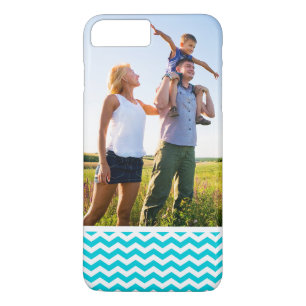 Aangepaste foto White en Aqua Zig Zag Pattern iPhone 8/7 Plus Hoesje