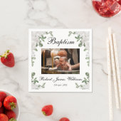 Aangepaste foto White Flowers Christening Baptisme Servet (Insitu)