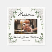 Aangepaste foto White Flowers Christening Baptisme Servet (Voorkant)