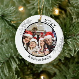 Aangepaste foto White Snowflake Keramisch Ornament