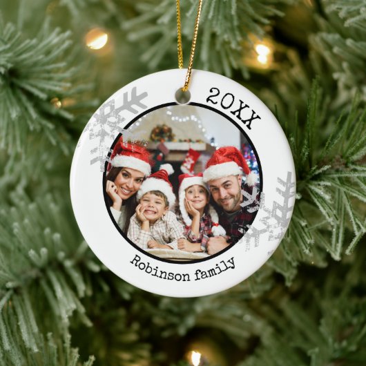 Aangepaste foto White Snowflake Keramisch Ornament (Boom)