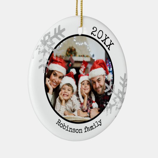 Aangepaste foto White Snowflake Keramisch Ornament (Rechts)