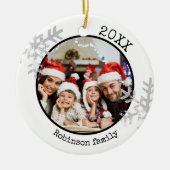 Aangepaste foto White Snowflake Keramisch Ornament (Voorkant)