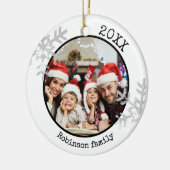 Aangepaste foto White Snowflake Keramisch Ornament (Links)