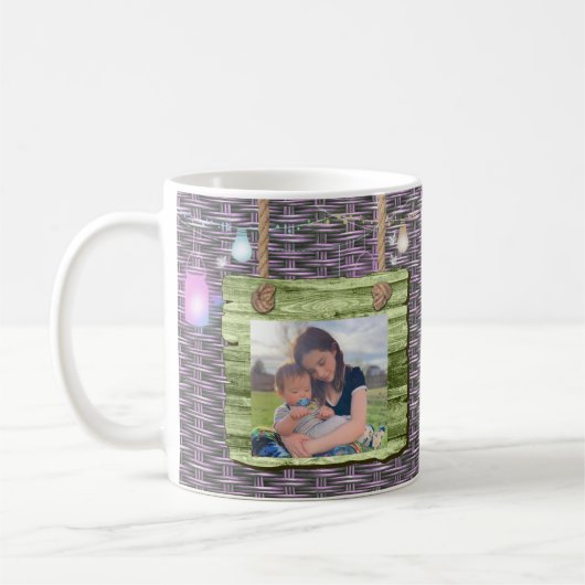 Aangepaste foto Wicker Fairy Jar String Lights Koffiemok (Links)