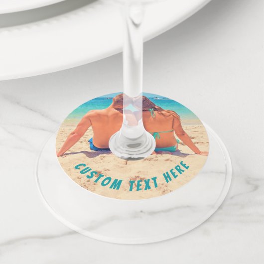 Aangepaste Foto Wijnglas Label Uw foto's en tekst (Dichtbij)