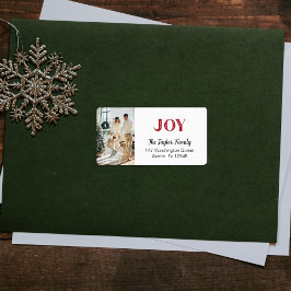 aangepaste foto Winter Kerstmis Vreugde Retouradre Etiket