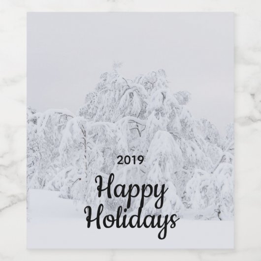 Aangepaste foto winter Kerstmis Wijn Etiket (Enkel label)