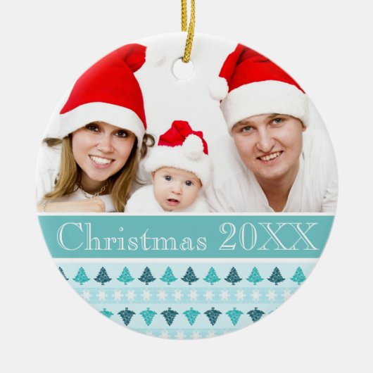 Aangepaste foto winterpatroon keramisch ornament (Voorkant)