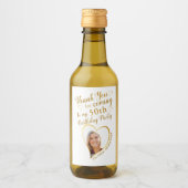 Aangepaste Foto Wit Goud Dank u 50ste verjaardag Wijn Etiket (Voorkant)