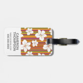 Aangepaste foto Witte bloemen op strepen Bagagelabel (Achterkant horizontaal)