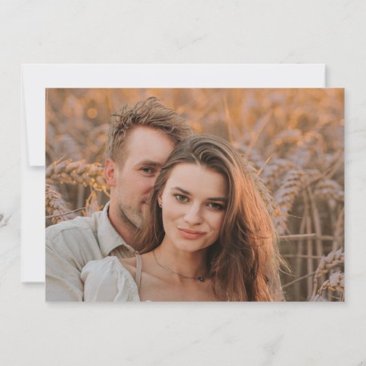 Aangepaste foto Witte bloemenbruiloft Save The Date (Achterkant)