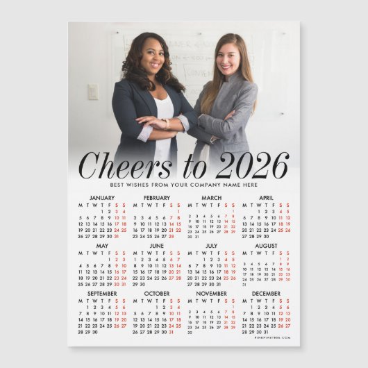 Aangepaste Foto Witte Kalender 2026 Magnetische Ka Magnetische Uitnodiging (Voorkant)