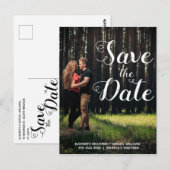 Aangepaste foto Witte Manuscript Overlay Wedding Briefkaart (Voorkant / Achterkant)
