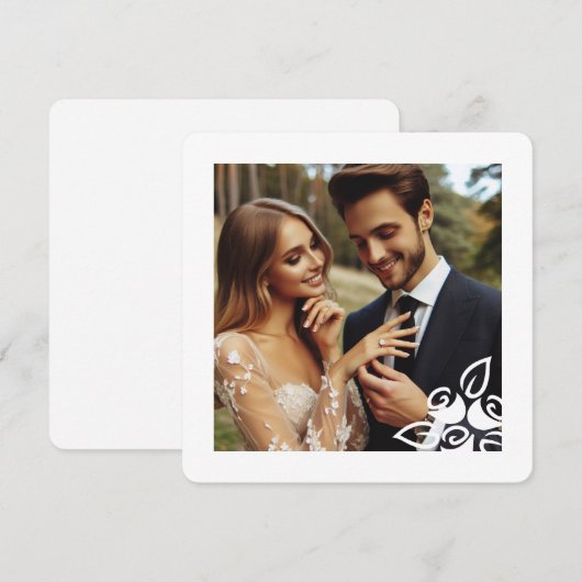 Aangepaste foto Witte rozen Elegante Verlovingen K (Voorkant / Achterkant)