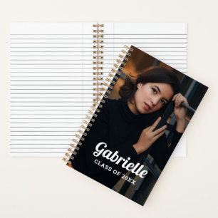 Aangepaste foto witte script afgestudeerde notitieboek