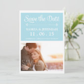 Aangepaste foto Zacht Blauw opslaan Datum Save The Date (Staand voorkant)