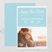 Aangepaste foto Zacht Blauw opslaan Datum Save The Date (Voorkant / Achterkant)