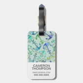 Aangepaste foto-Zee-anker en -rope-patroon Bagagelabel (Achterkant verticaal)