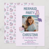 Aangepaste foto Zeemeermin Verjaardagsfeestje Blau Kaart (Voorkant / Achterkant)