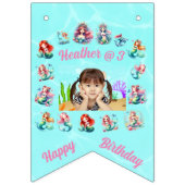 Aangepaste Foto Zeemeerminnen Thema Kids Verjaarda Vlaggetjes (Eerste vlag)