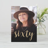 Aangepaste foto zestig 60e verjaardagsfeestje kaart (Staand voorkant)