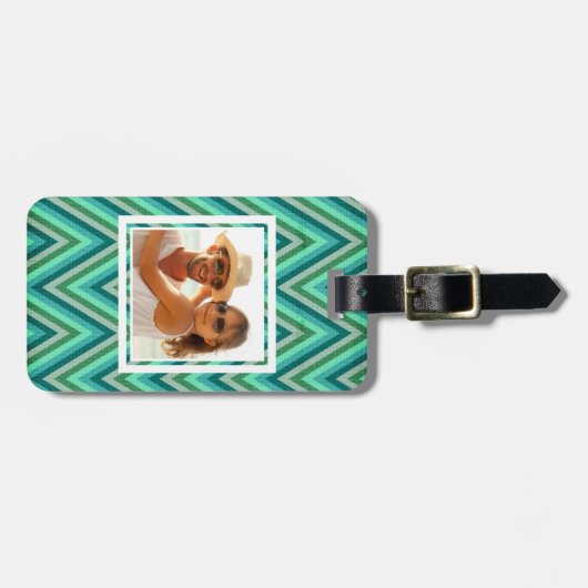 Aangepaste foto Zig Zag Striped Background Bagagelabel (Voorkant horizontaal)