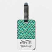 Aangepaste foto Zig Zag Striped Background Bagagelabel (Achterkant verticaal)