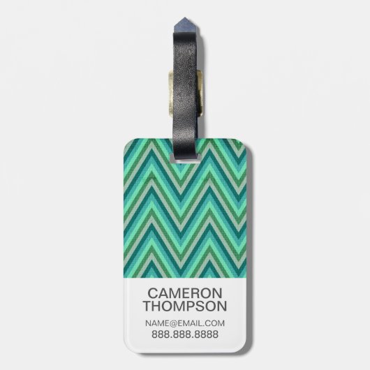 Aangepaste foto Zig Zag Striped Background Bagagelabel (Achterkant verticaal)