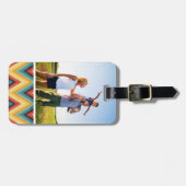 Aangepaste foto zigzag gestreepte achtergrond 2 bagagelabel (Voorkant horizontaal)