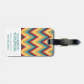 Aangepaste foto zigzag gestreepte achtergrond 2 bagagelabel (Achterkant horizontaal)