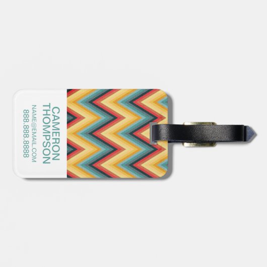 Aangepaste foto zigzag gestreepte achtergrond 2 bagagelabel (Achterkant horizontaal)