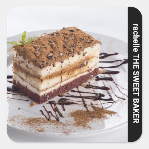 Aangepaste foto zijtekst vierkante sticker