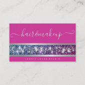 Aangepaste Foto Zilver Glitter Rand Roze Kleuren Visitekaartje (Voorkant)
