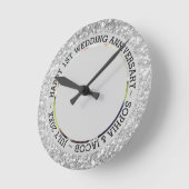 Aangepaste foto Zilver Glitter Ronde Klok (Hoek)