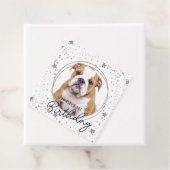 Aangepaste foto Zilver Glitter Stars Dog Birthday Bedankjes Labels (In situ)