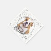 Aangepaste foto Zilver Glitter Stars Dog Birthday Servet (Hoek)