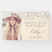 Aangepaste foto zilvercrème op feestdag spandoek (Horizontaal)