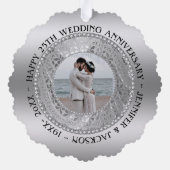 Aangepaste foto zilveren achtergrond Jubileum Ornament Kaart (Achterkant)