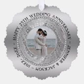Aangepaste foto zilveren achtergrond Jubileum Ornament Kaart (Voorkant)