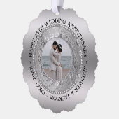 Aangepaste foto zilveren achtergrond Jubileum Ornament Kaart (Links)