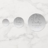 Aangepaste foto zilveren glittersluier 90ste verja confetti (Voorkanten)
