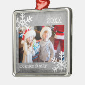 Aangepaste foto Zilveren Snowflakes Metalen Ornament (Links)