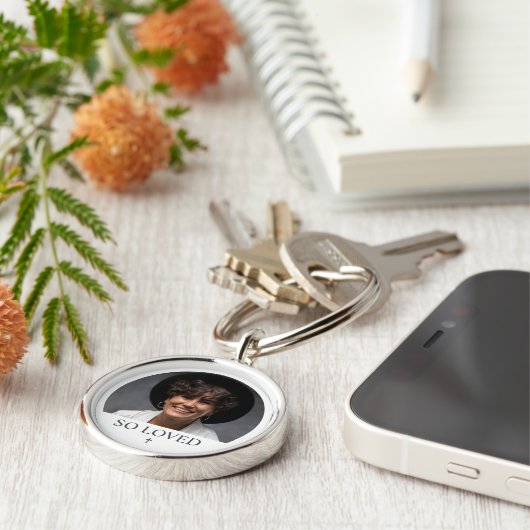 Aangepaste foto Zo geliefde persoon Memorial Gift Sleutelhanger (Zijkant)