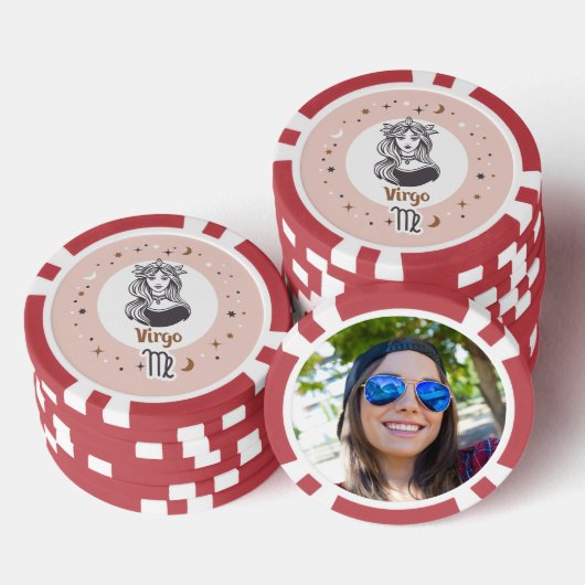 Aangepaste Foto Zodiac Sign Maagd Poker Chips (Opstapeling)
