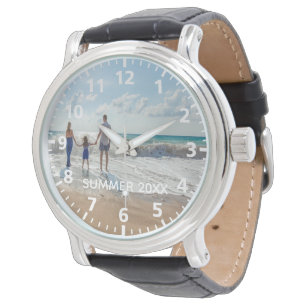Aangepaste foto zomervakantie wit horloge